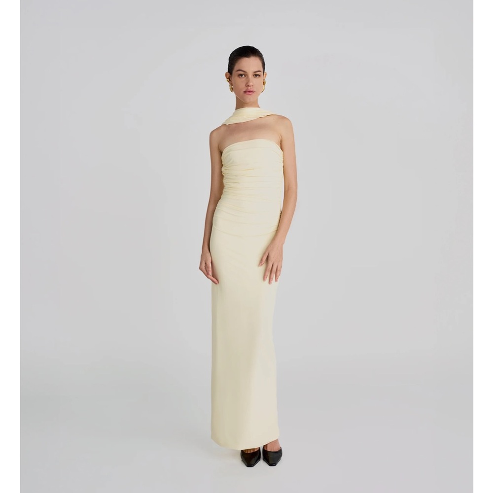 Maygel Coronel Mulett Ruched Jersey Maxi Dress